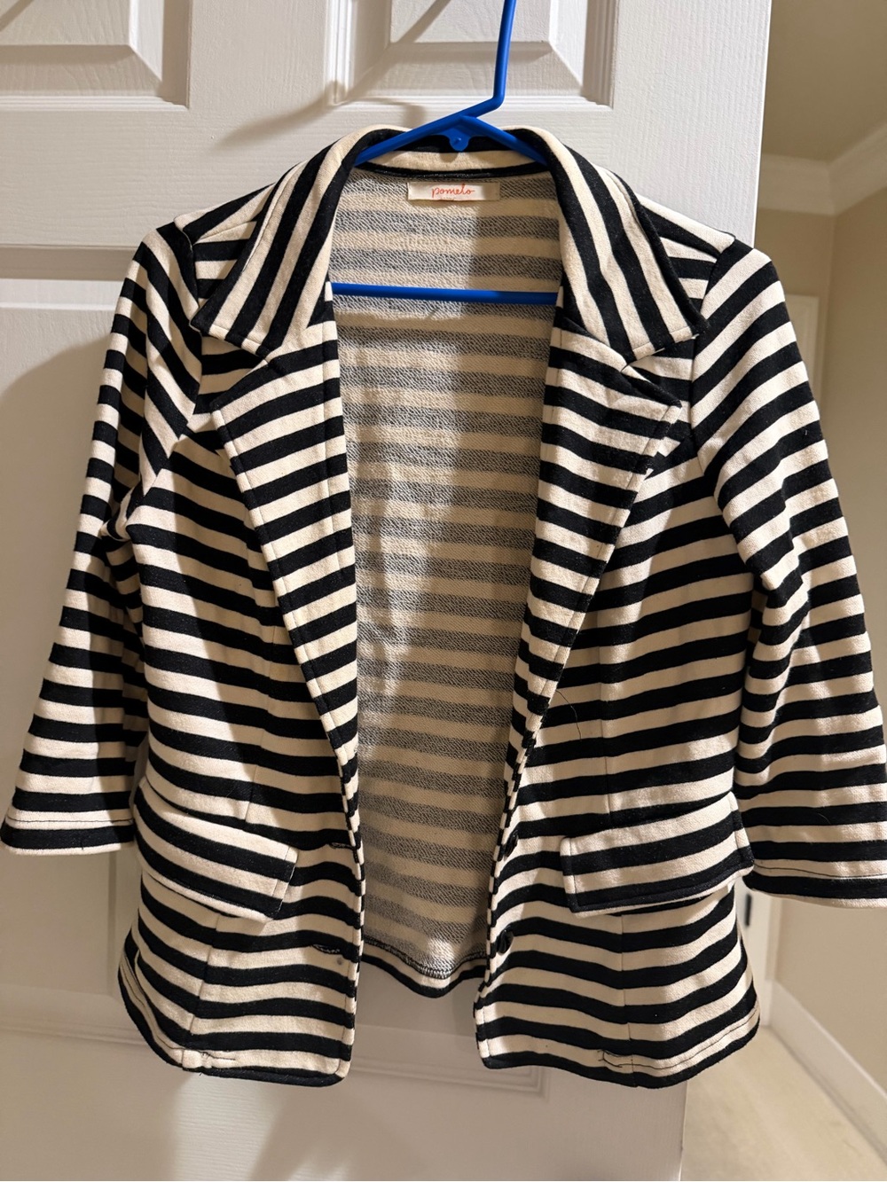 Black & White Striped Women's Blazer Jacket